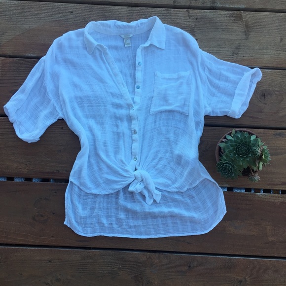 Forever 21 button down tie tee shirt - Picture 5 of 8